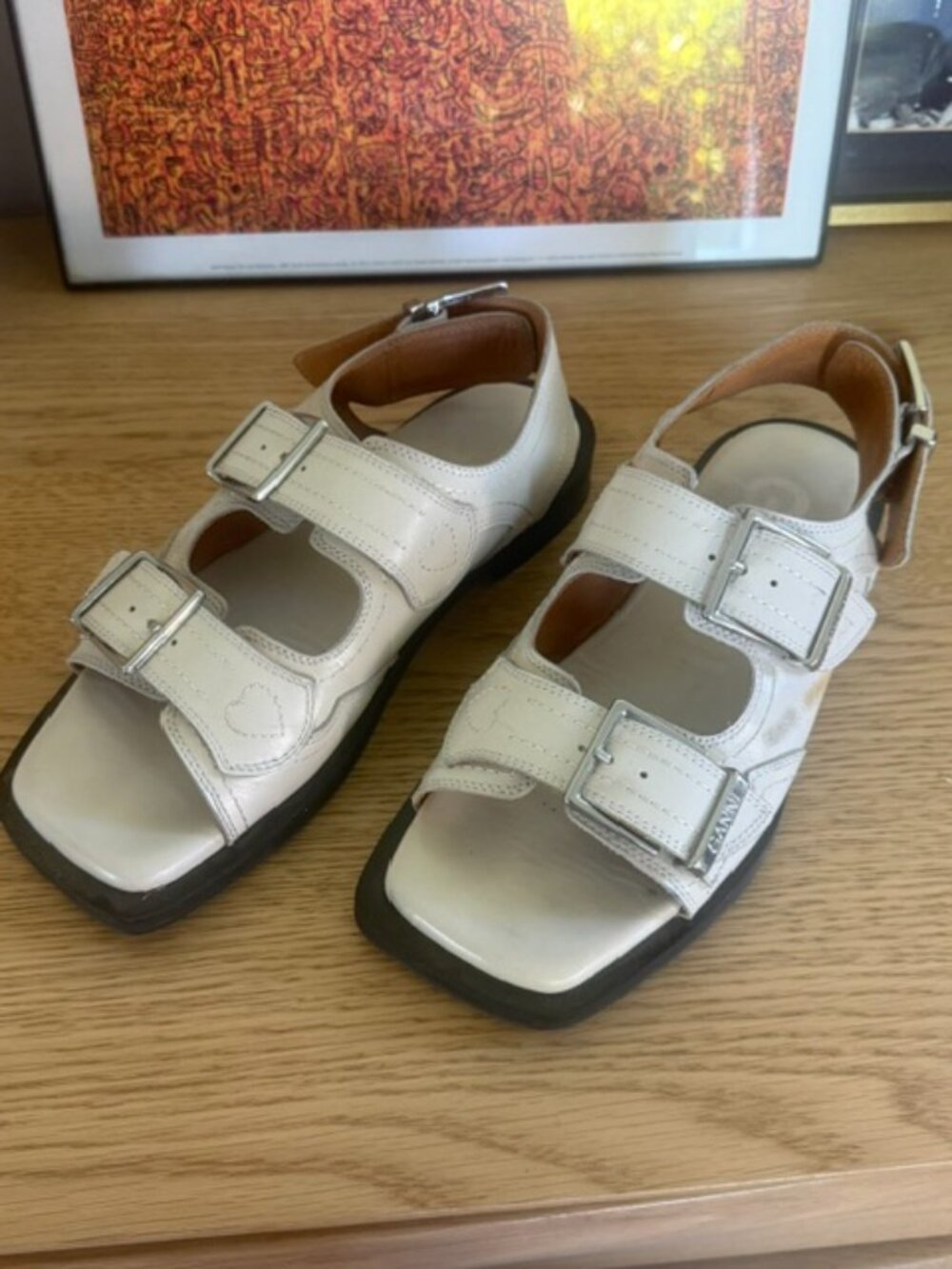 GANNI - White Embroidered Western Sandals - Size 9 - Picture 4 of 14